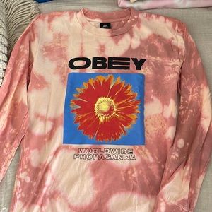 Obey Pink Tie Dye Long Sleeve T-Shirt